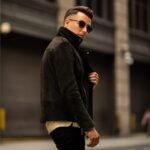 モーターサイクル ジャケット ダーク オリーブ スエード サタデー - 画像 (3)